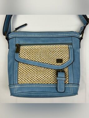 BOC Born Concept Crossbody Shoulder Purse Faux Leather Blue Denim Color